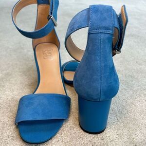 Franco Sarto Suede Blick Heeled Sandals Miranda Blue 8.5